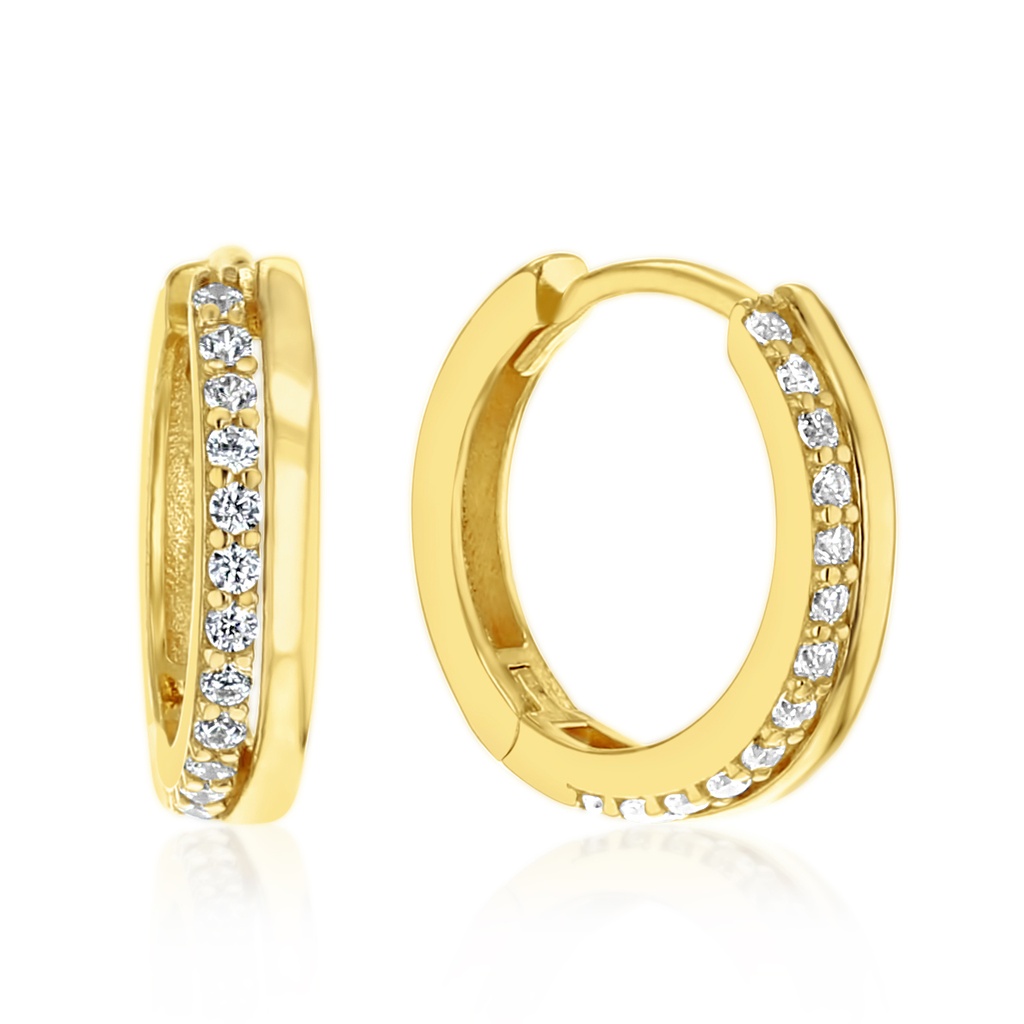 9Y SIDE BY SIDE CZ SET ROUND HUGGIE | Golden Mile Jewellery ...